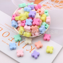 亚克力四叶草马卡龙浅色儿童diy手工串珠手机链挂件材料饰品散珠