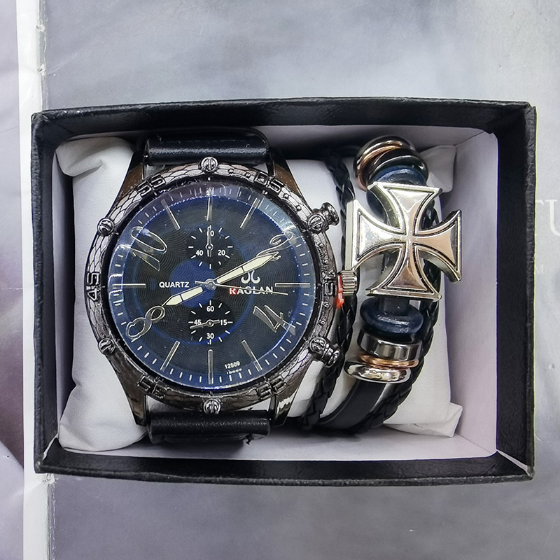 Hot selling fashionable bracelet set, hip-hop punk style watch accessories gift box, 2 sets, men's watches_voghion.com