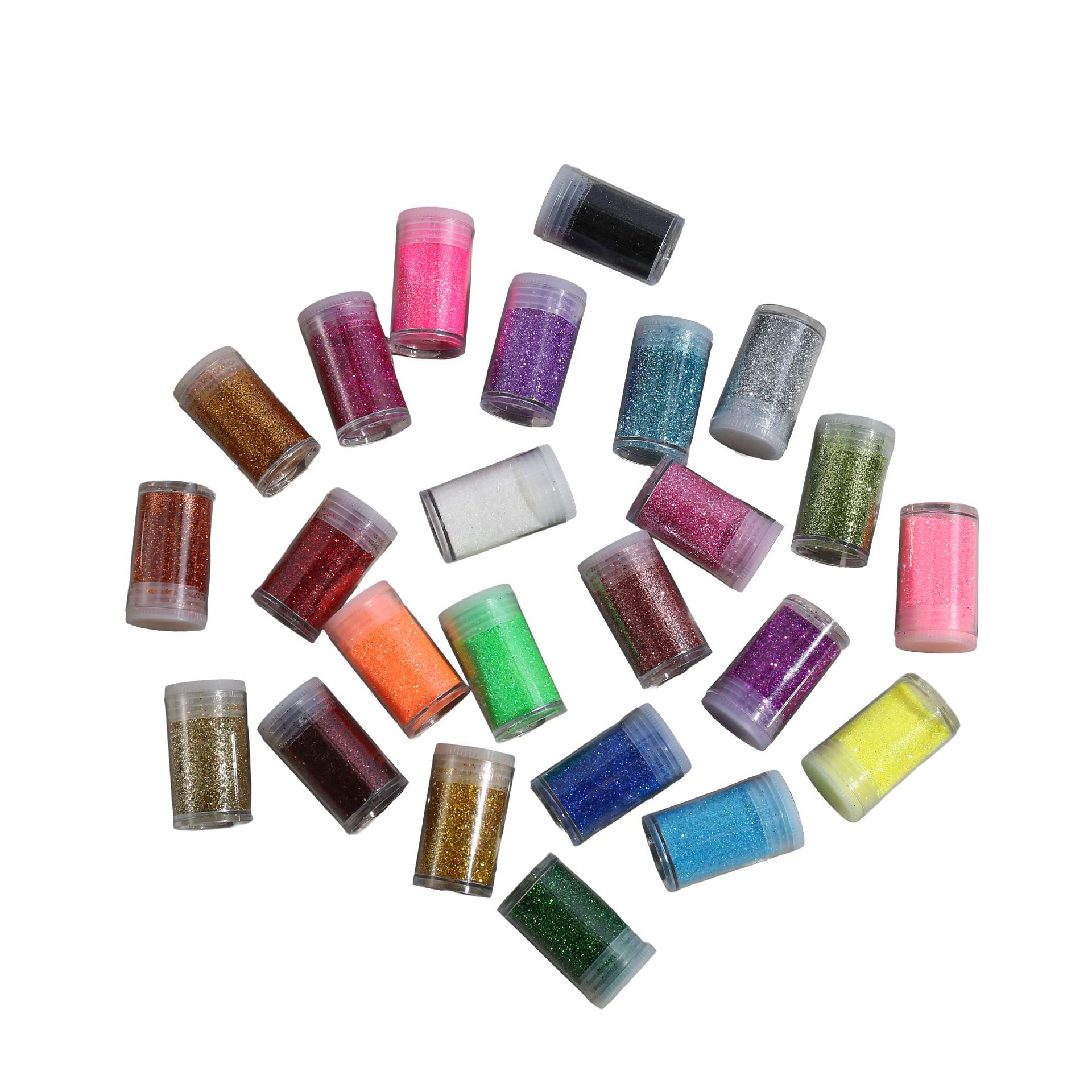 Botella baja enlatada de alto brillo oro cebolla polvo brillante 24 color 10 gramos botella DIY pintado a mano brillo de uñas al por mayor