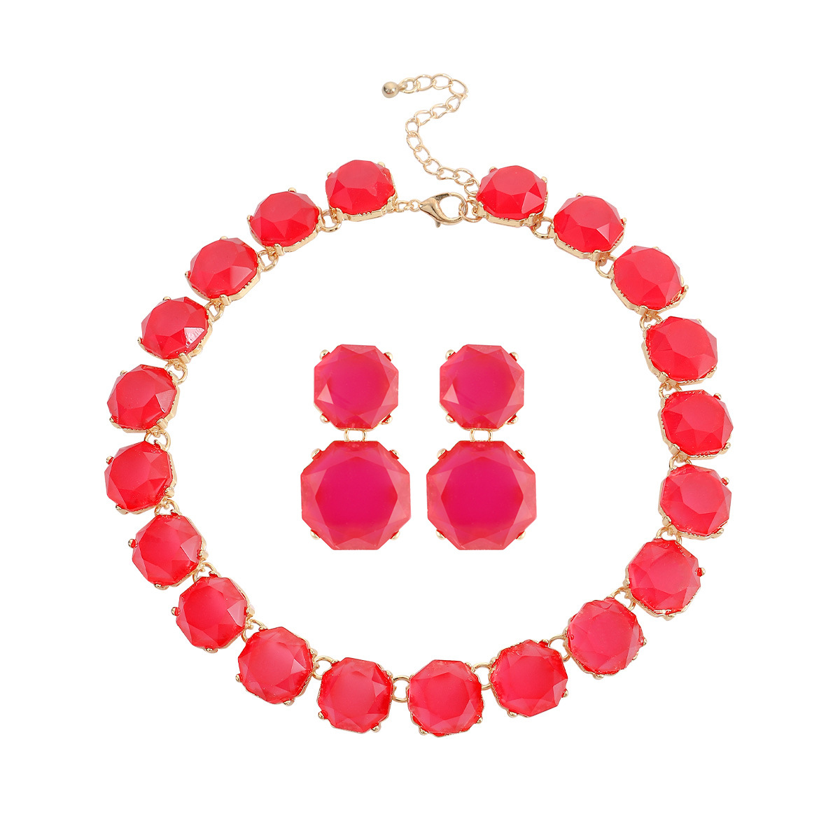 85g Weight Rhinestones Inlay Material Earrings, Necklace Classification Daily Occasion Alloy Material Geometric Pattern Women'S Gender Inlay Design Fashion Style Fashion Geometric Alloy Inlay Rhinestones Women's Earrings Necklace 8