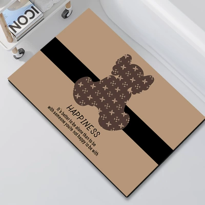 Diatom Mud Mat Bathroom Non-Slip, Avtomobil döşəmə paspasları - bathroom-mat-happiness-gray-bear-4060cm