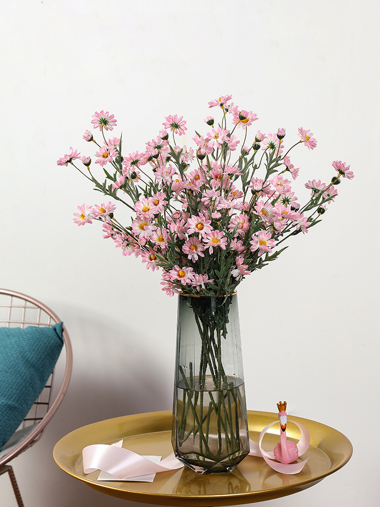 丁香菊雛菊仿真花高品質假花乾花束客廳餐桌花電視櫃裝飾花藝擺件