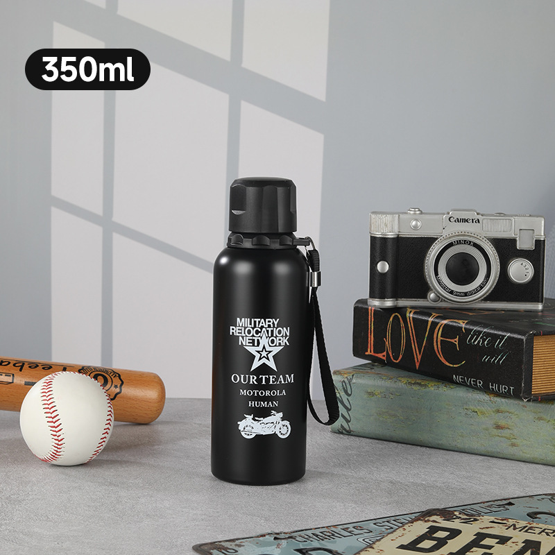 304ステンレス保温ポットロープ付きアウトドアスポーツ携帯水筒男性シンプルファッション登山保温カップ|undefined