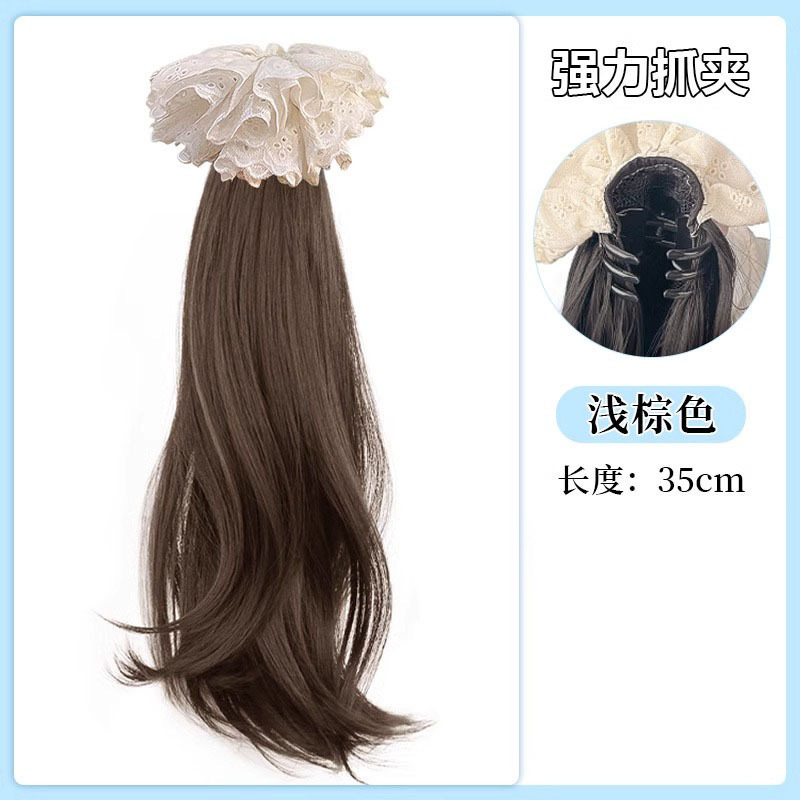 Grab clip hair ring side ponytail [light brown]]