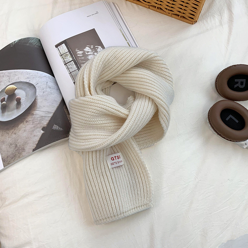 Bufandas coreanas 2025 nuevo engrosado calentamiento suave glutinoso clay azul sólido lana bufandas de cuello al por mayor