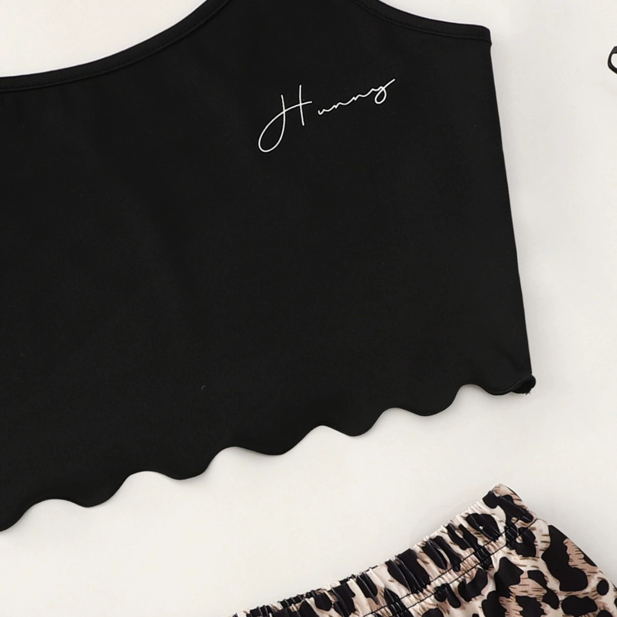 Набор пижамы топ camisole и шорты с леопардовым принтом, 2 предмета городской стиль, черный, размеры S–XL