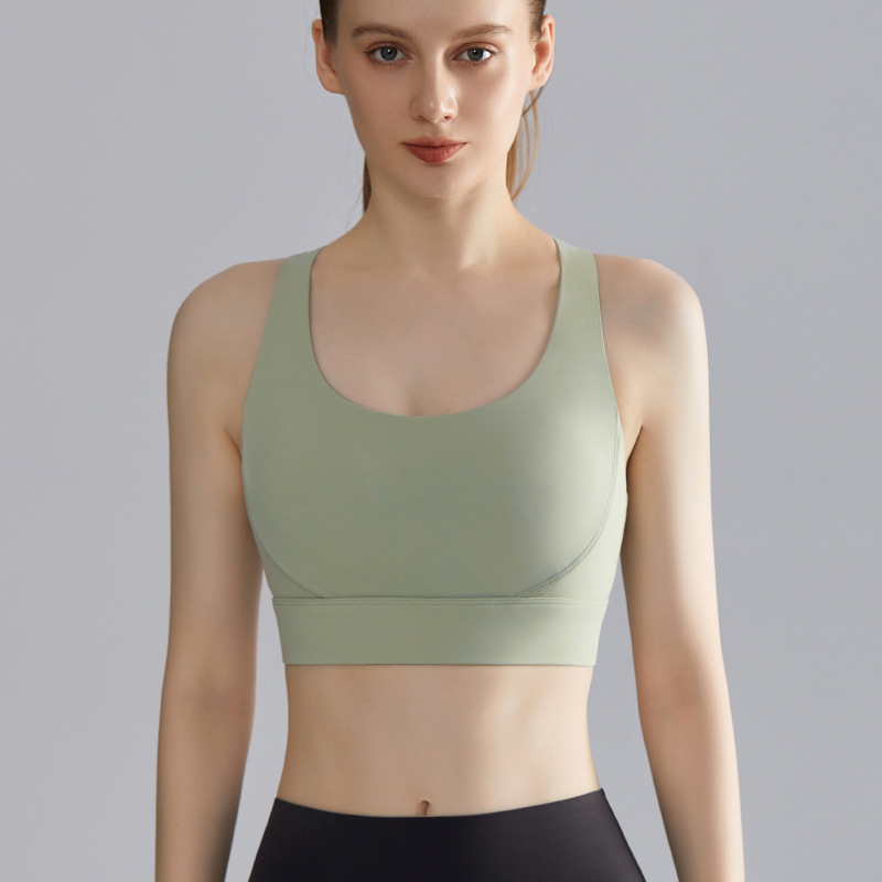Wiman nueva ropa interior deportiva femenina taza fija a prueba de choque delgada running poliesterona malla vacía hermosa ropa interior de yoga