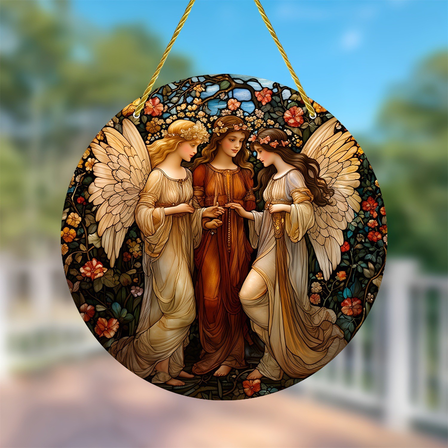 Decoración creativa transfronteriza acrílica disco plano colgar princesa de cuento de hadas belleza figura de captura de sol ventana decoración porche