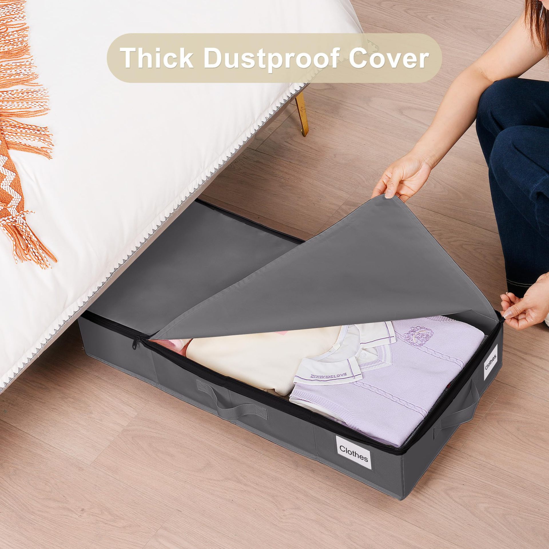 Foldable Under Bed Storage Box With Wheels, Dustproof Rolling Storage Organizer For Clothes, Shoes, Sundries, Bedroom Home Space Saving Container_maomaolike.com