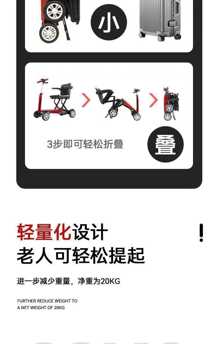 New Model of Elderly Mobility Scooter, Four-Wheeled, Suitable for Adults, Foldable, Electric, Small Battery-Powered Vehicle S7, Suitable for Use on Airplanes and High-Speed Trains
