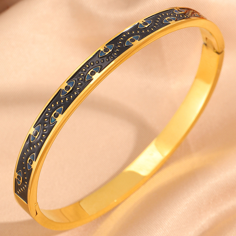 Nuevo retro goteo de aceite brazalete de acero de titanio joyas personalidad brazalete de ojos de joyas de acero inoxidable al por mayor