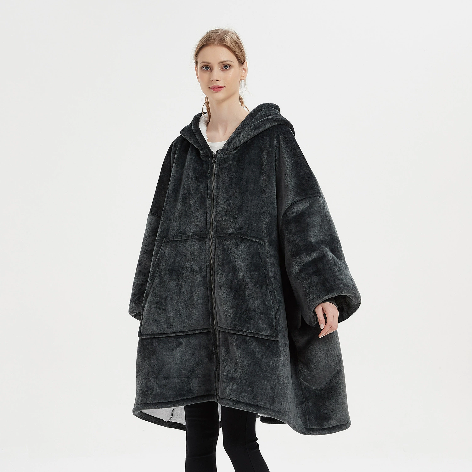 Flannel pijama with hood for beloved, Amazon, increased thickness, plus size, 2023 collection