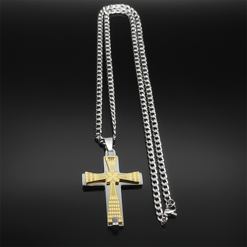 Plating Design Simple Style Cross 304 Stainless Steel Plating Unisex Pendant Necklace