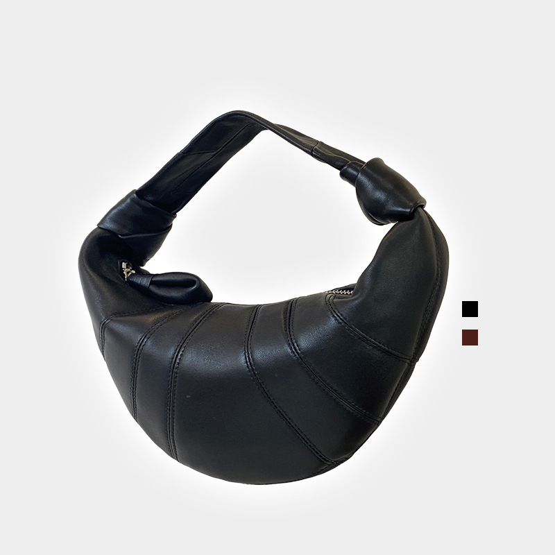 Croissant, Goatskin Small Handbag, Genuine Leather Women's Bag, Armpit Bag, High-End Niche Guangzhou Luggage, Dumpling Bag