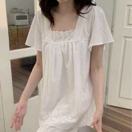 韩国ins女士夏季新品韩系重工刺绣花边度假风可外家居服睡衣套装