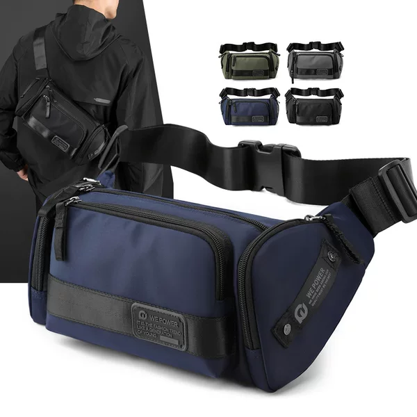 New Outdoor Sports Large Capacity Waist Bag Waterproof Multifunctional Shoulder Crossbody Bag Wear-resistant Fashionable Simple Chest Bag for Men