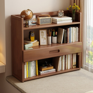 Simple Bookshelf Storage Rack Multi-layer Home Office Desktop Storage Rack Children's Picture Book Cabinet Floor Solid Wood Bookcase