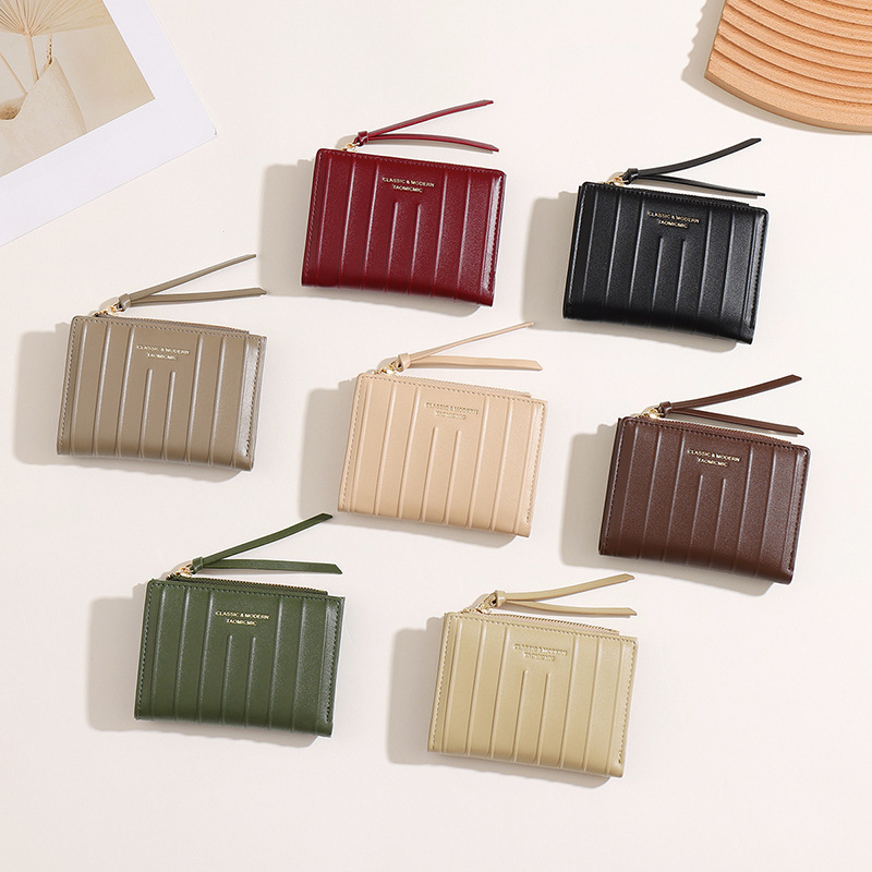 26 años de nuevo comercio exterior de alto nivel dos plegables cremallera bolsa de cambio de moda mujer gran capacidad bolsa de tarjetas PU