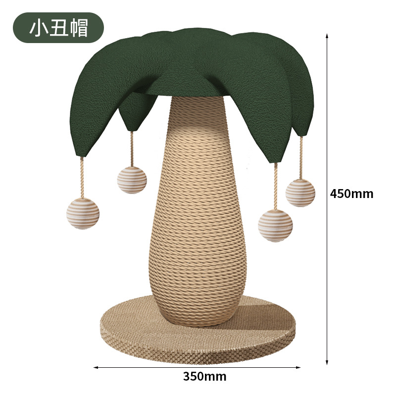 Columna de agarre de gato de sisal, placa de agarre de gato de hongos, resistente al desgaste, sin caspa, placa de garra de gato vertical, cuerda de sisal, garra de molienda, juguete de gato divertido