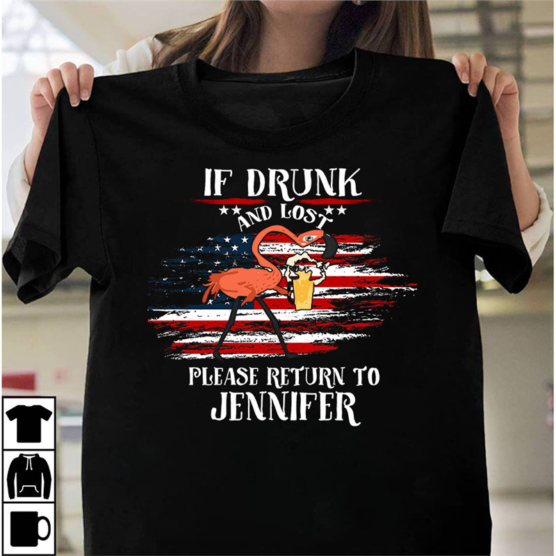 European and American Foreign Trade Flamingo Beer Flag July 4th Independence Day T-shirt Short Sleeve Printed Pattern Fashion Women's Top
