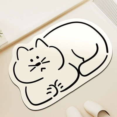 Avtomobil döşəmə paspasları — Floor Mat Household Toilet Door - hand-holding-cat-white-4060-3mm-second-generation-diatom-mud