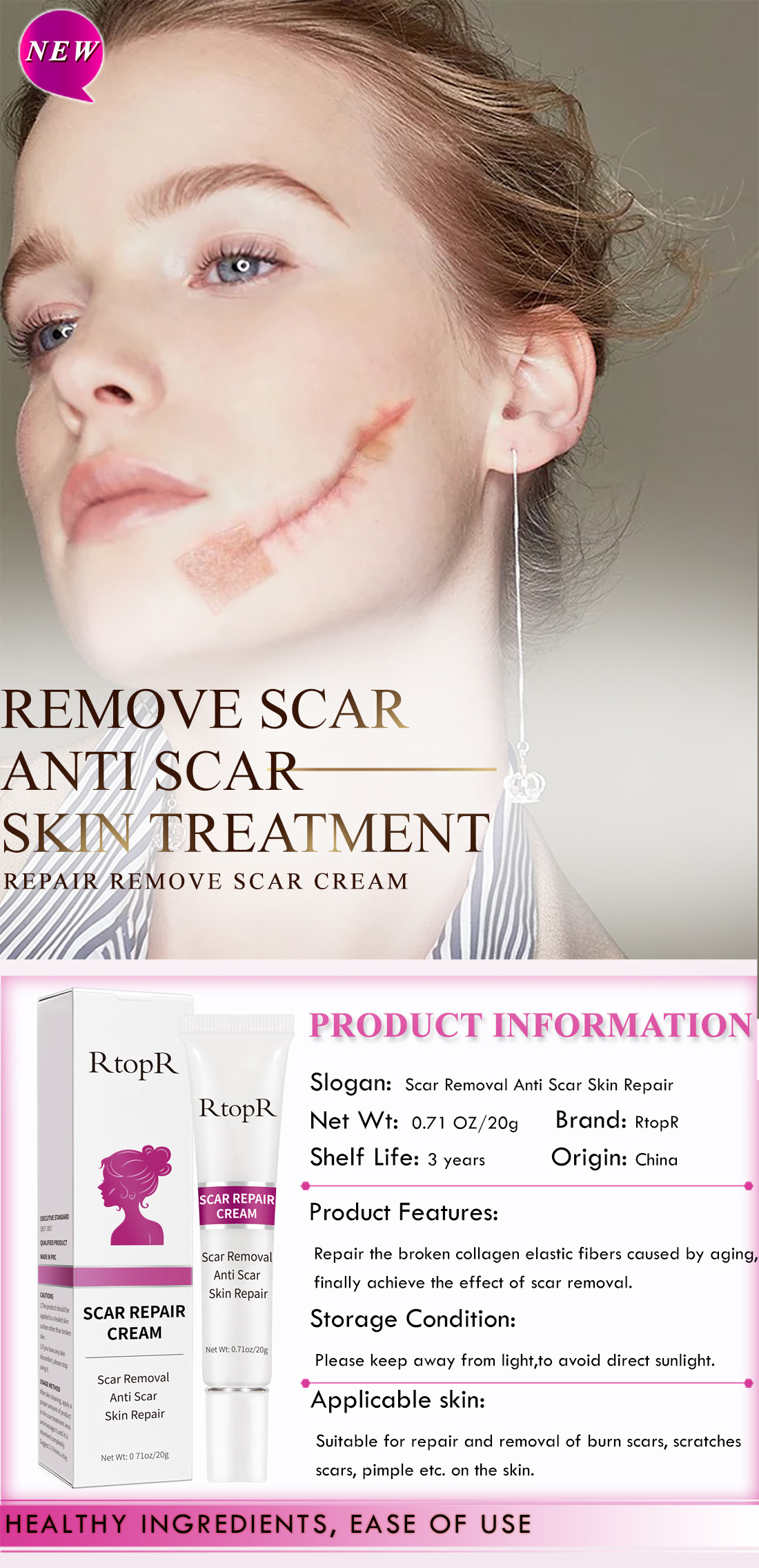 Letter Scar Removal Ointment Simple Style Personal Care display picture 1
