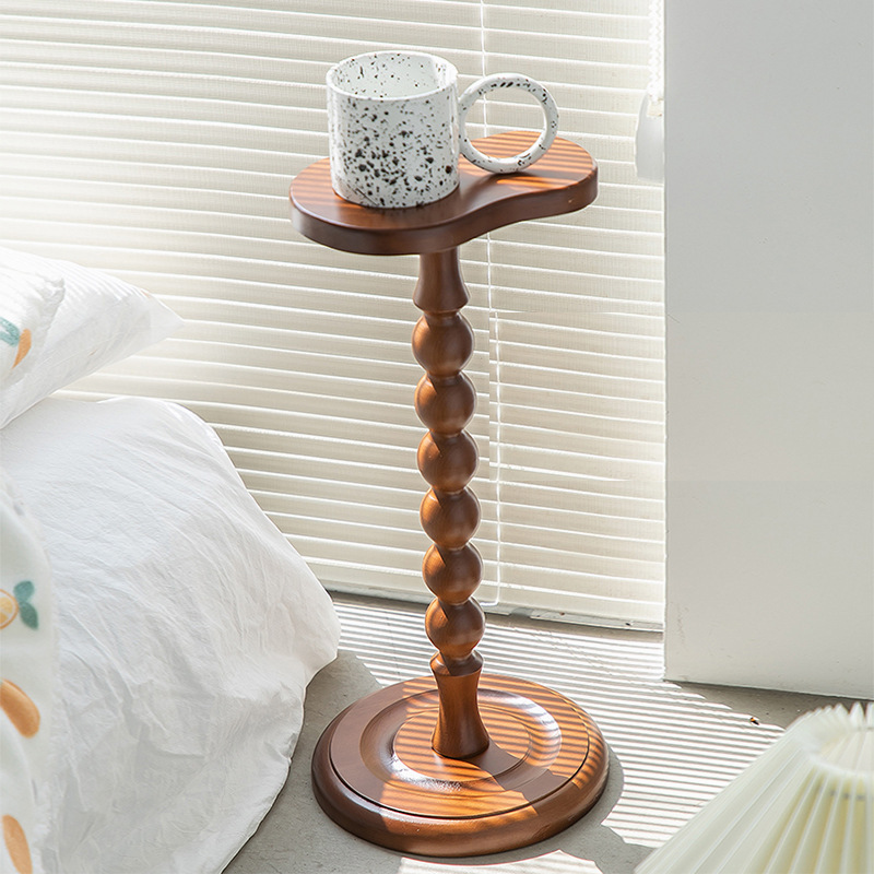 Vintage Solid Wood Small Side Table Round Middle Ancient Solid Wood Small Coffee Table Mini Small Table Storage Rack Cup Table