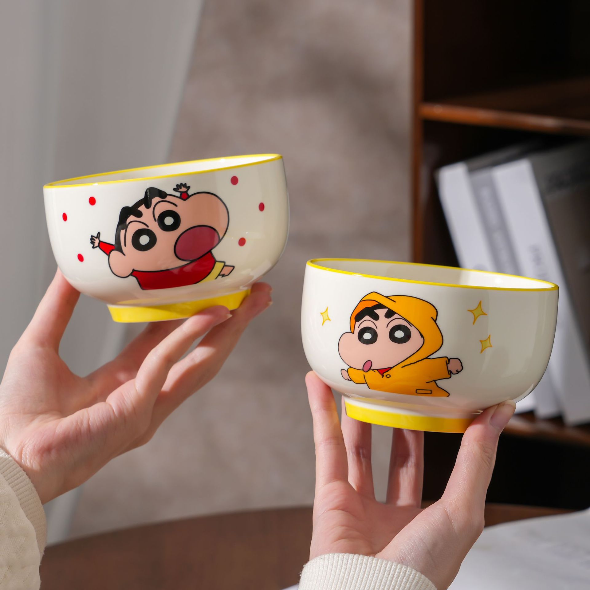 Crayon Shin-chan cuenco de cerámica nuevo lindo juego de cuenco de arroz de vajilla para el hogar caja de regalo de cumpleaños de alto valor regalo de mano