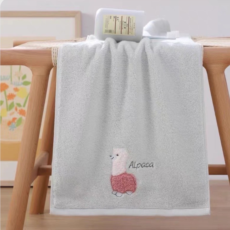 수건 자수 알파카-녹색