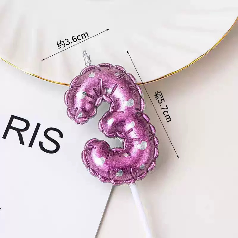 Decoración de pastel de horneado globos blancos velas digitales de color rosado gradiente inswind pastel de cumpleaños vela insert