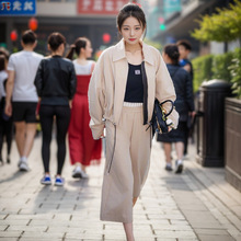 明星同款时尚简约宽松长袖夹克外套中腰阔腿长裤套装春秋新款女潮
