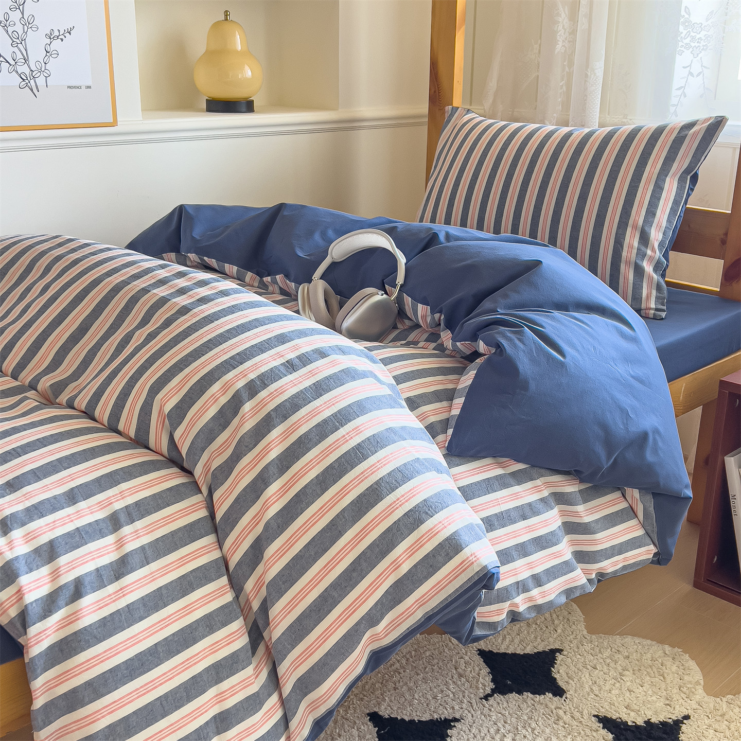 Juego de cama de dormitorio de estudiantes de tres piezas de algodón puro 2025 nuevas sábanas de cuatro piezas fundas de edredón