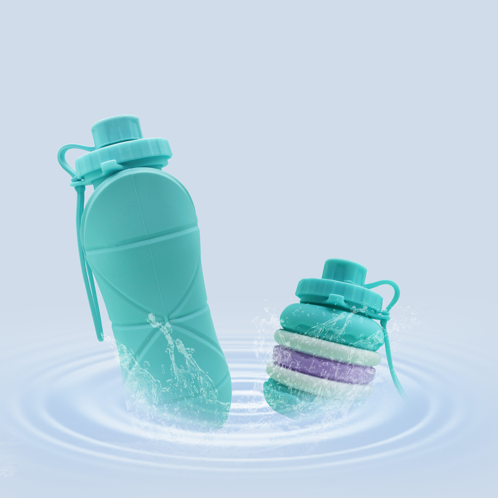 Taza de agua de silicona personalizada de gran capacidad portátil al aire libre hervidor deportivo retráctil taza de viaje al por mayor