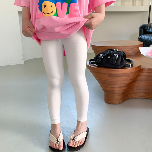 Elmo Beibei Children's Clothing  Children's Versatile Slim Children's Pants Girls Baby Summer Thin Modal Leggings