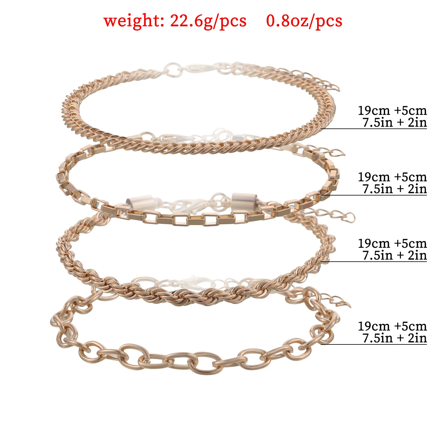 Fashionable accessory, trend bracelet, chain, set, European style, simple and elegant design, Amazon