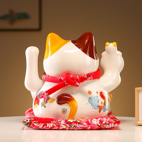 New store opening Lucky Cat as a congratulatory gift Electric hand crank front desk cashier Large Lucky Cat ceramic ornament gift