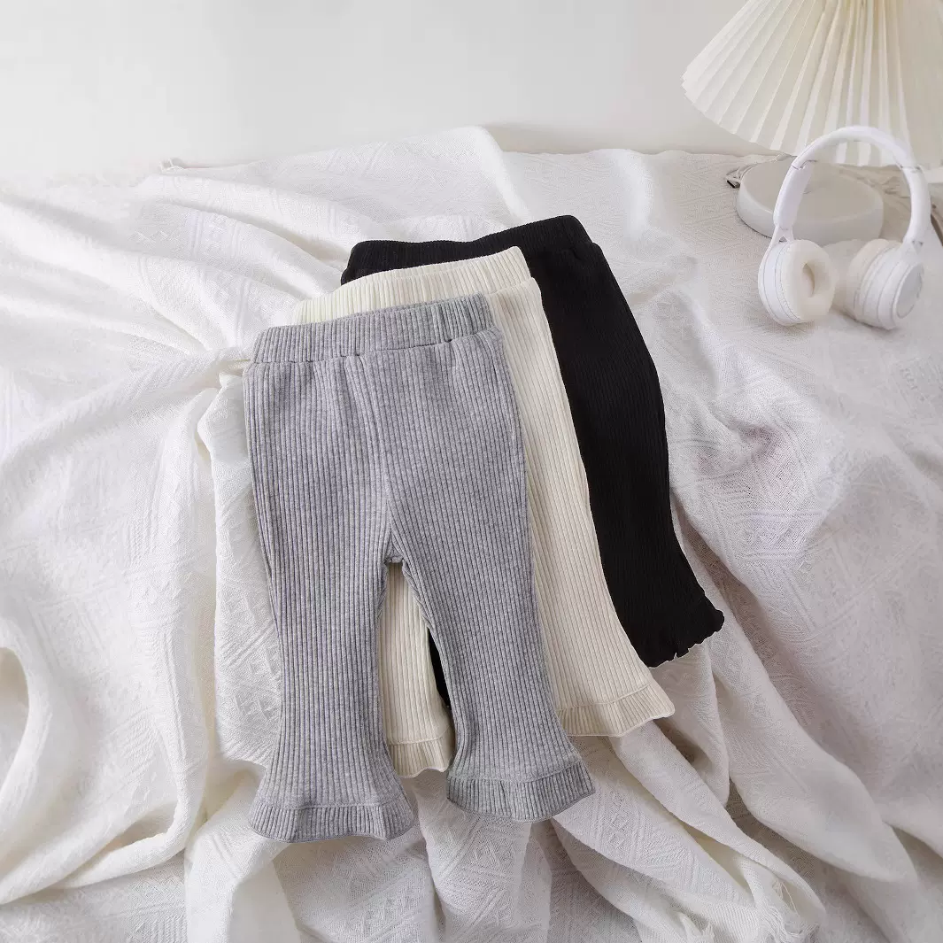 日韩风!2025早春童装女童裤子喇叭裤儿童女宝宝打底裤中小童
