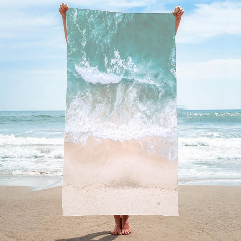 Shengchun Toalla de playa de terciopelo de doble cara absorbente de secado rápido Toalla de baño toalla cuadrada de microfibra de impresión digital transfronteriza de comercio exterior