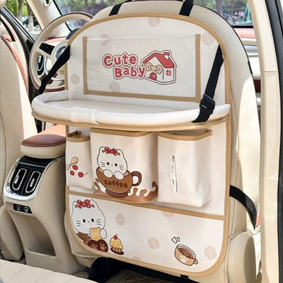 Bag, Cute Cartoon Car Anti-Kick – Car table board - brown-cake-cat-storage-bag-new-z-model-tablet-compatible