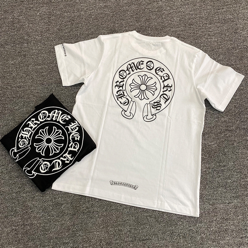 [Poison Family in stock Correct Edition] Ch Ke Luo-a horseshoe cross LOGO Spring Festival White Short-sleeved T-shirt for Men and Women