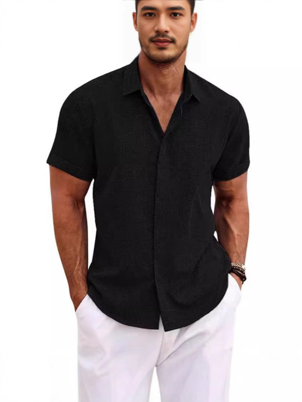 メンズリネン半袖tシャツゆるいスウェットソリッドカラー半袖綿麻シャツ男ビーチビッグサイズ男半袖シャツ|undefined