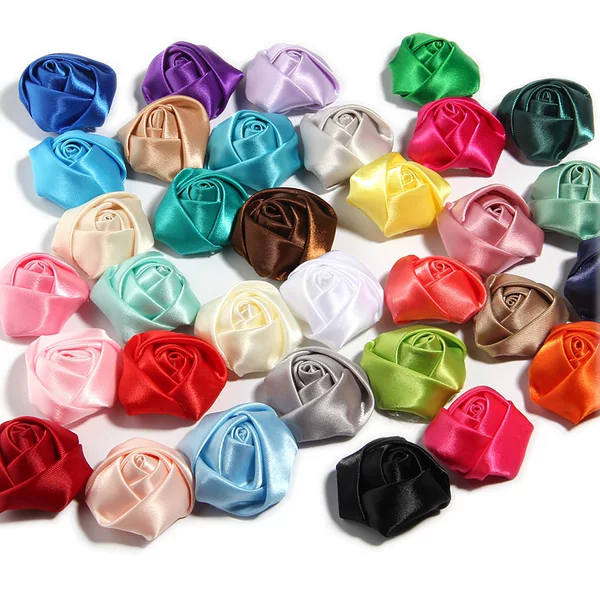4CM stereo rose bud webbing DIY children's headdress clothing flower accessories in stock wholesale