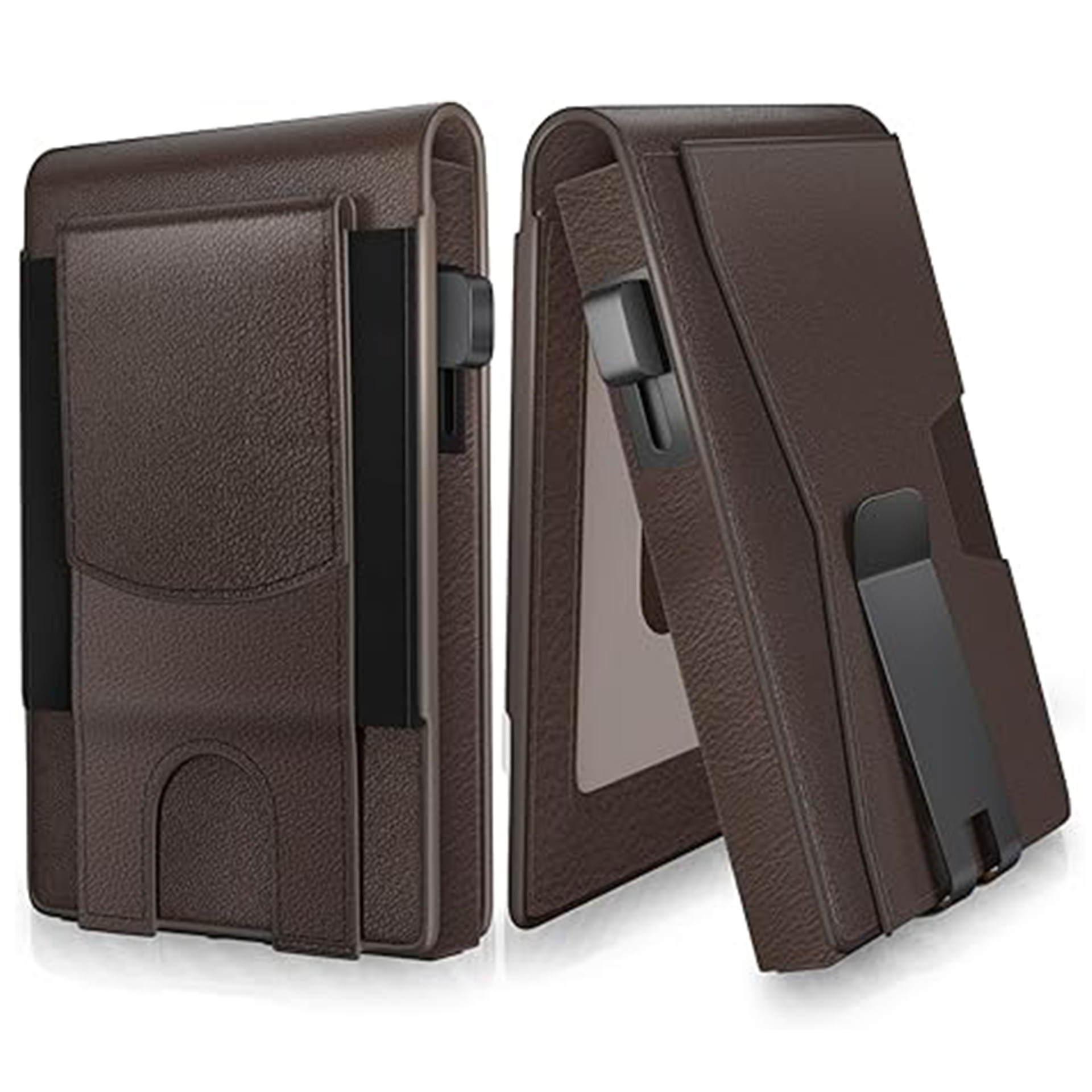 Cartucho de fibra de carbono personalizado RFID antirrobo cepillo cartera de cuero lado empuje doble plegable cartera de hombre