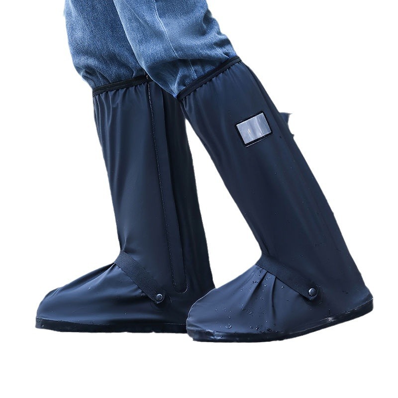 Grueso antideslizante resistente al desgaste de la cubierta del zapato de lluvia tubo alto cubierta del zapato de viaje talón plano zapatos de lluvia adulto impermeable cubierta del zapato de lluvia unisex