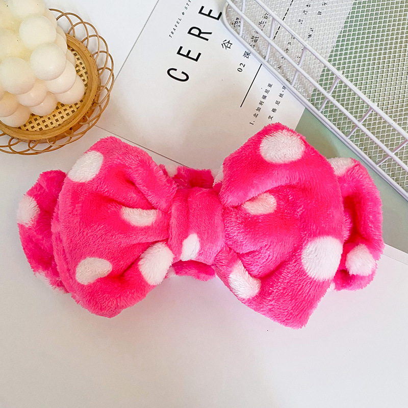 Amazon nuevo estilo bolsa de oreja de terciopelo coral banda de pelo femenino lavado de la cara belleza banda de pelo europeo y americano de gran tamaño arco accesorios para el cabello