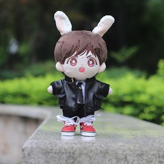 明星娃衣斗羅大陸發布會肖戰同款夾克20cm娃衣黑皮衣棉花娃娃娃衣