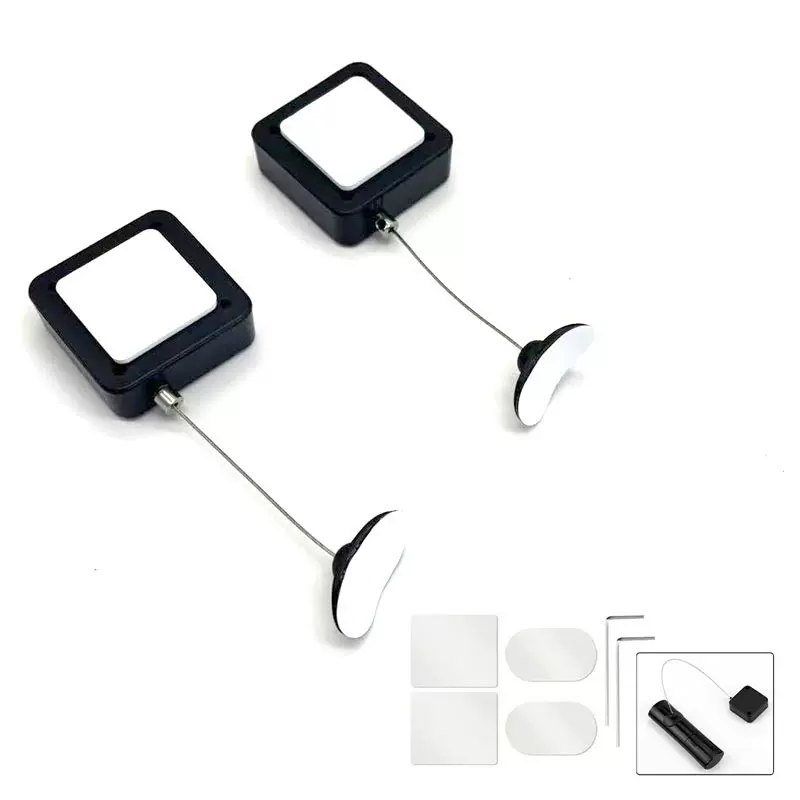 亚马逊同款遥控器伸缩防盗盒方形2米回缩钢丝绳防丢卷线器