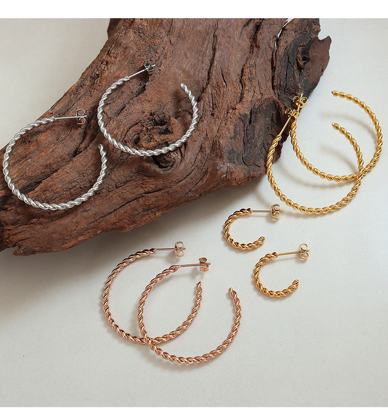 Fashion Twist Titanium Steel Plating Earrings Necklace