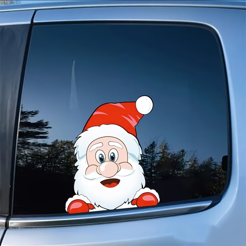 メリークリスマス車両ステッカー防水サンタクロースとトナカイウィンドウデカール車のコンピュータステッカー|undefined