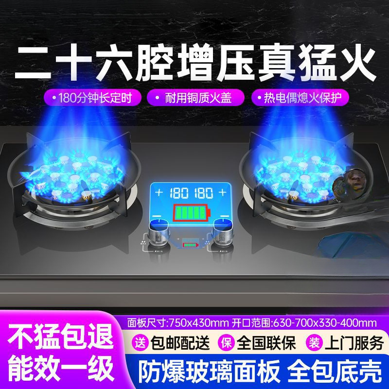 十三腔直喷猛火双灶聚能天然气灶液化气燃气灶台嵌定时灶一件起批